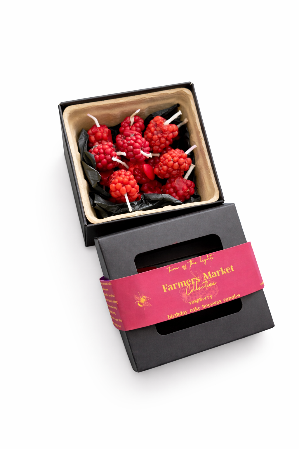 raspberry birthday cake topper candles