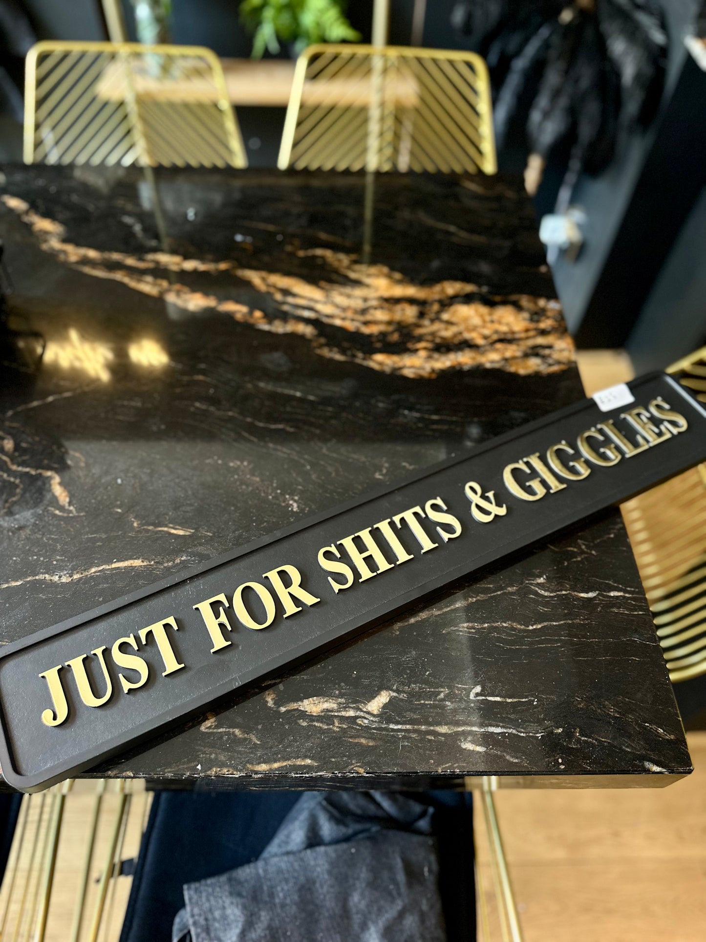 black and gold wall signs