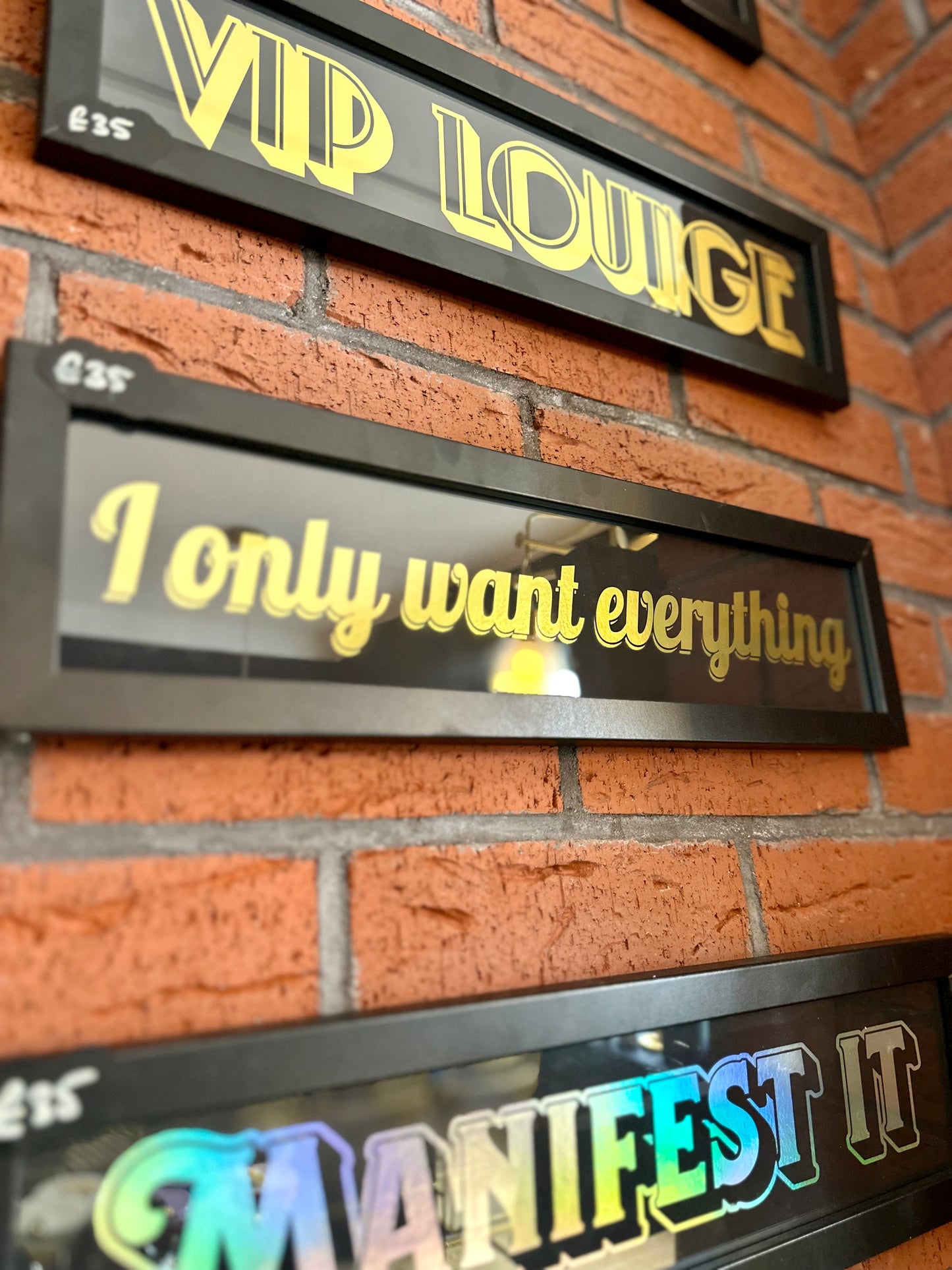black and gold wall signs