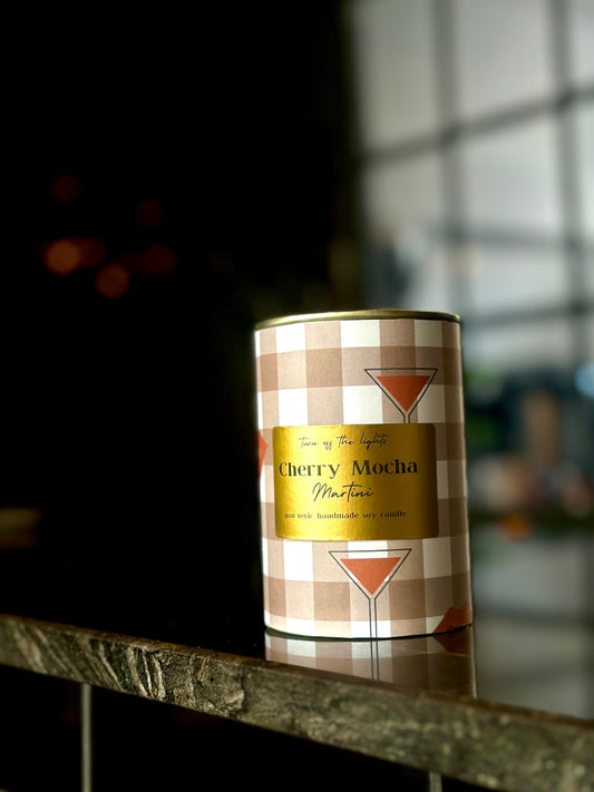 Cherry Mocha Martini upcycled tin