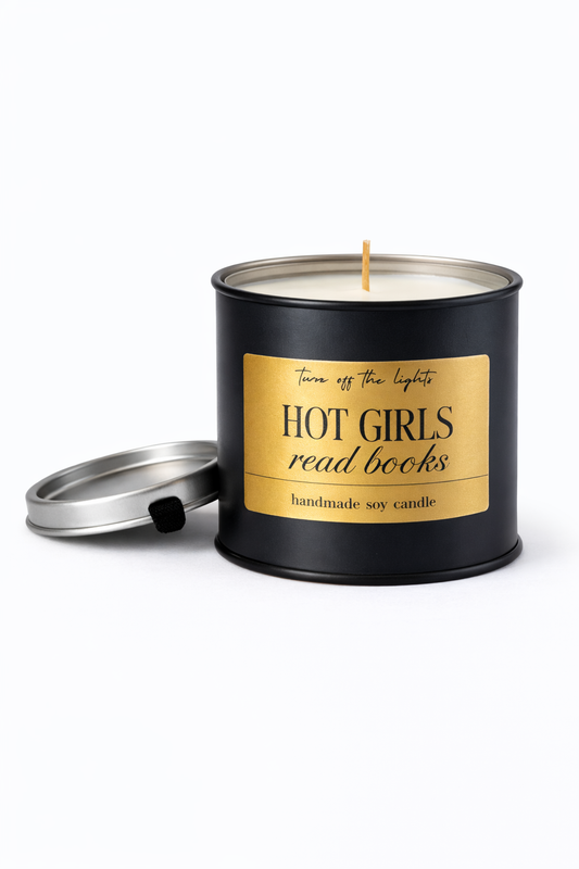 HOT GIRLS READ BOOKS paint pot tin candle