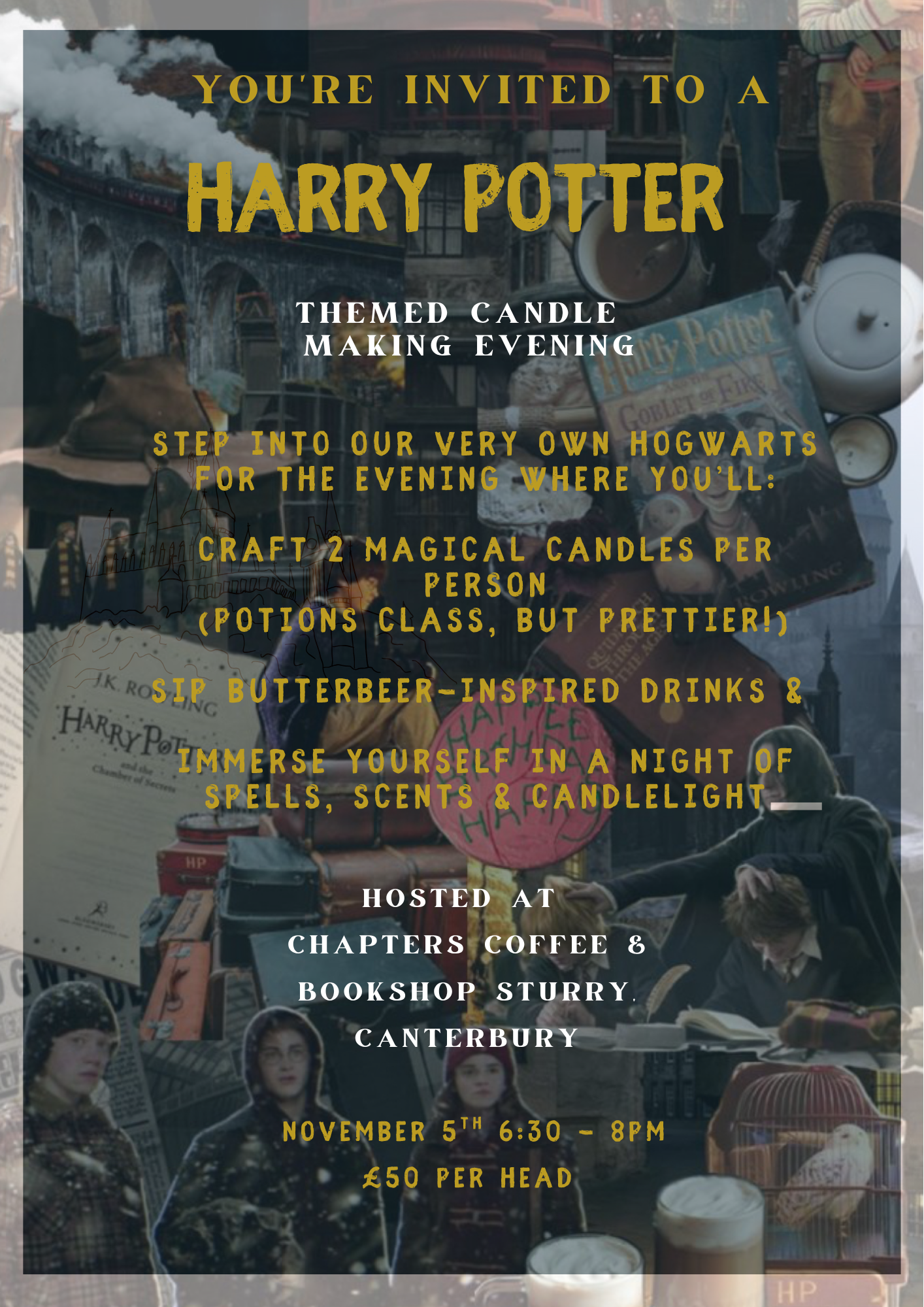 Harry Potter Candle Workshop 5th November 6:30 - 8pm ✨ Chapters, Sturry.