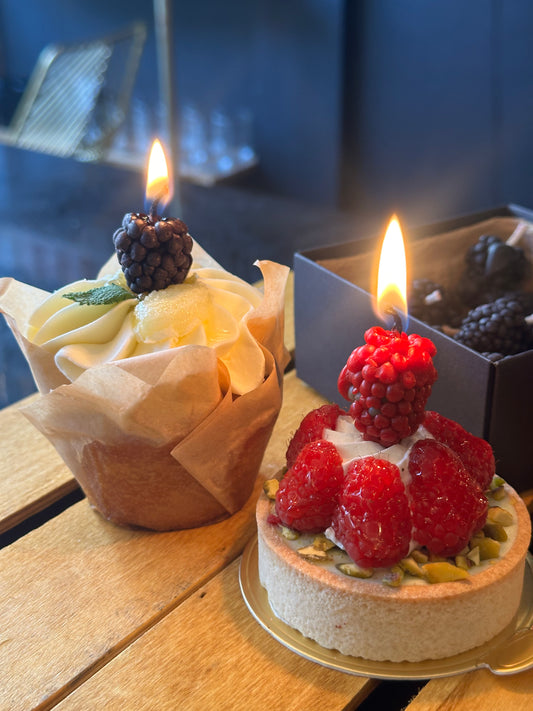 raspberry birthday cake topper candles